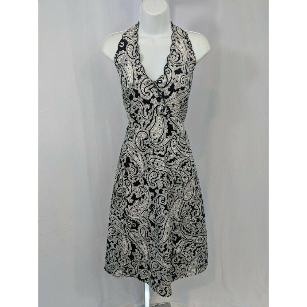 Spense Black and White Cotton Blend Halter Dress Size 10